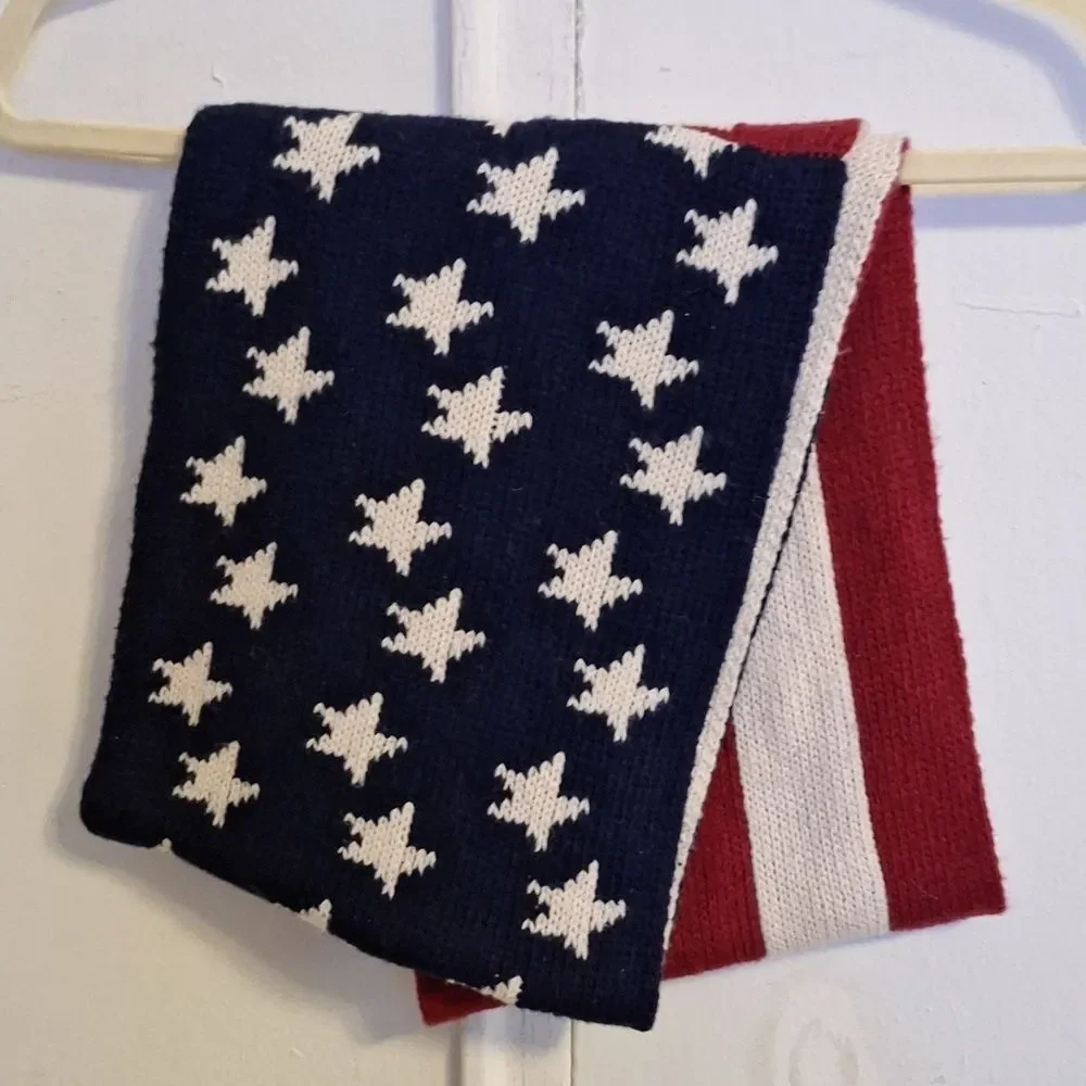 American flag infinity scarf acrylic knit thick scarf Patriotic accessory